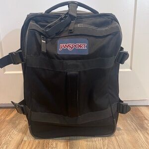 Vintage Jansport Rolling Carry On Luggage 2 Wheel Black Suitcase 20 Inch Buckles
